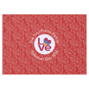 Armenian Flag Heart LOVE Red Personalised Text  Tablecloth