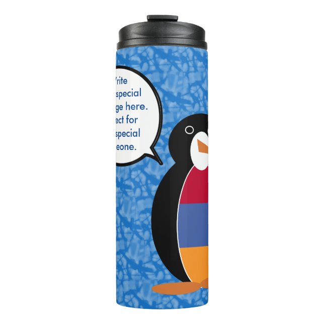 Armenian Flag Holiday Ms. Penguin Talking  Thermal Tumbler (Front)