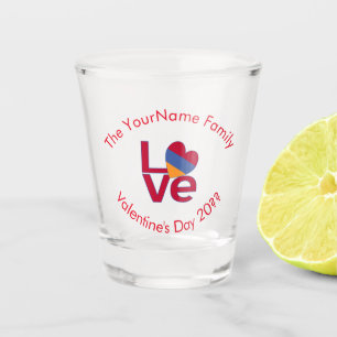 Armenian Flag Red Letter LOVE Personalised Shot Glass