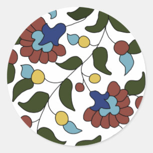 Armenian Floral Pattern Classic Round Sticker