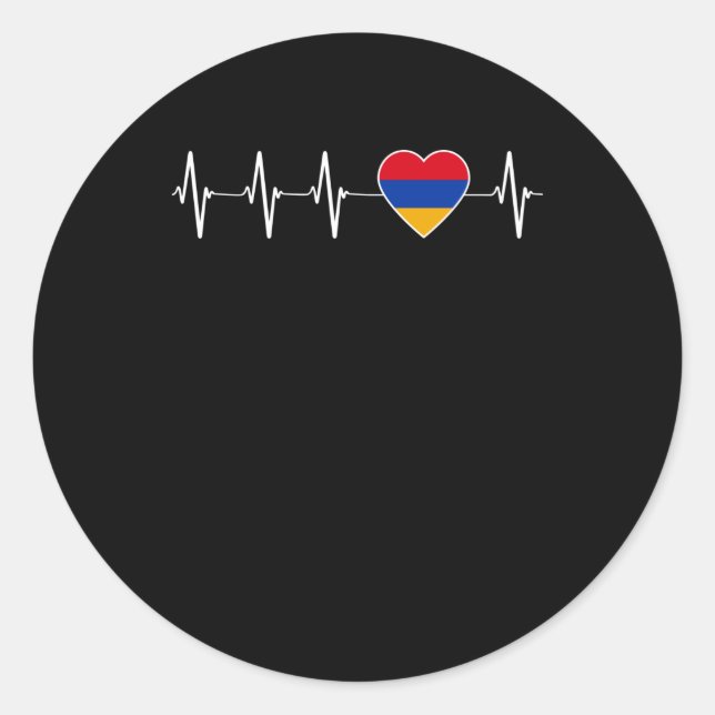 Armenian Heartbeat I Love Armenia Flag Heart Pride Classic Round Sticker (Front)