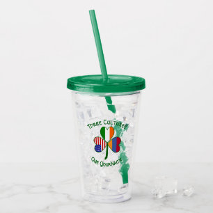 Armenian Irish American Shamrock Flag Personalised Acrylic Tumbler