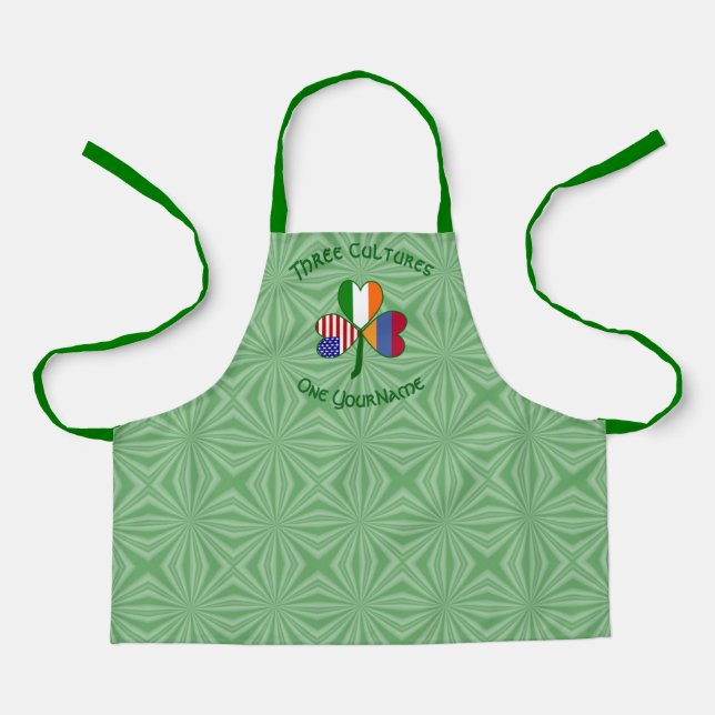 Armenian Irish American Shamrock Flag Personalised Apron (Front)