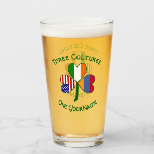 Armenian Irish American Shamrock Flag Personalised Glass