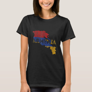 Armenian Map and Flag Souvenir Distressed Armeni T-Shirt