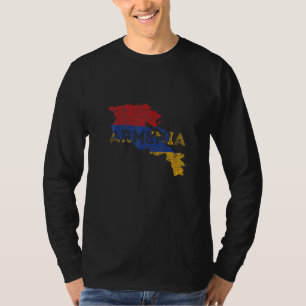 Armenian Map and Flag Souvenir  Distressed Armenia T-Shirt