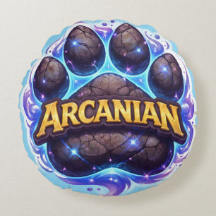 Armenian Mystic paw print round throw pillow