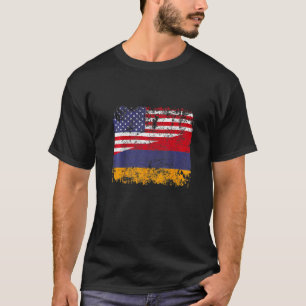 ARMENIAN ROOTS Half American Flag USA ARMENIA FLAG T-Shirt
