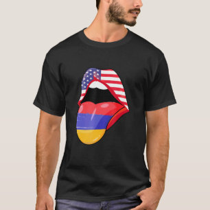 Armenian USA Pride Lips Flag Pride Armenia America T-Shirt