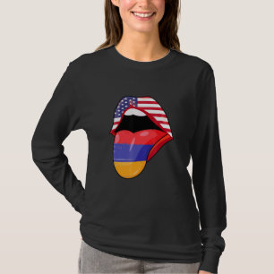 Armenian USA Pride Lips Flag Pride Armenia America T-Shirt