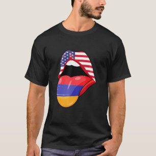 Armenian USA Pride Lips Flag Pride Armenia America T-Shirt