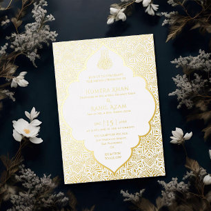 Armenian White Pearl Stone Gold Muslim Wedding