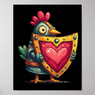 Armour Bird Paladin With Heart Shield Love Protect Poster