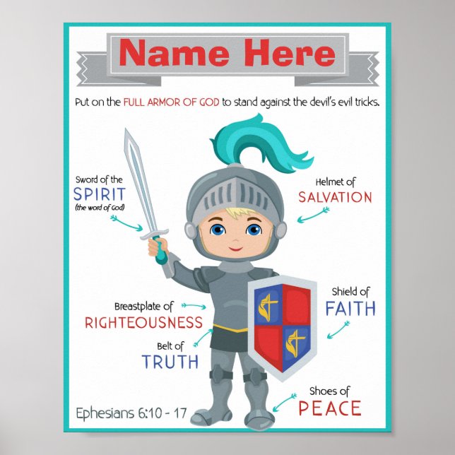 Armour of God Children's Poster – Ephesians 6:10-1 (Front)