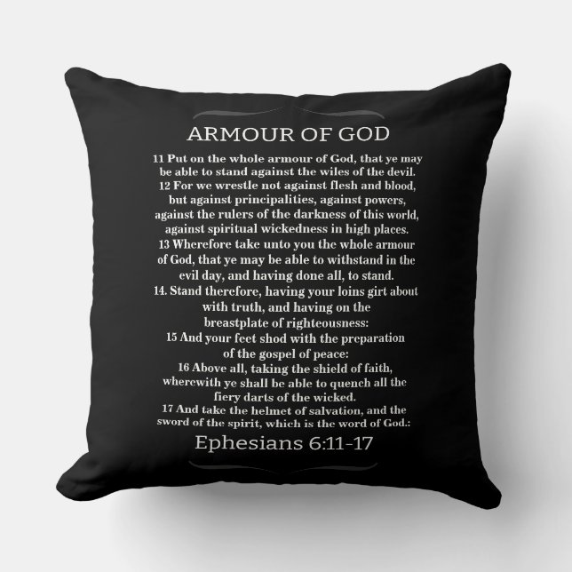 Armour of God Scripture Throw Pillow (Front)