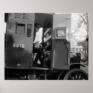 Armoured Car Driver With Pistol, 1925. Vintage Poster