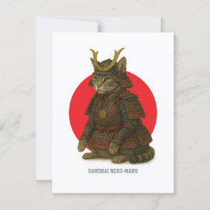 Armoured Cat Warrior Illustration Postcard
