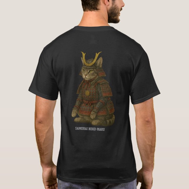 Armoured Cat Warrior Illustration T-Shirt (Back)