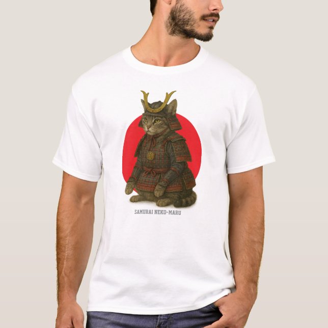 Armoured Cat Warrior Illustration T-Shirt (Front)