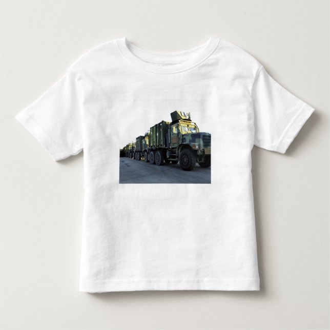 Armoured trucks sit on the pier at Morehead City Toddler T-Shirt (Front)