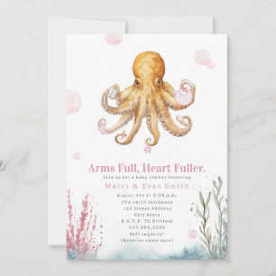 Arms Full Hearts Fuller Nautical Baby Shower Pink Invitation