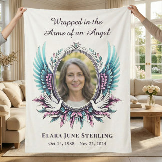 Arms of an Angel Memorial Suicide Loss Teal Purple Sherpa Blanket