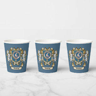 Armstrong Clan Badge Blue Personalized Paper Cups