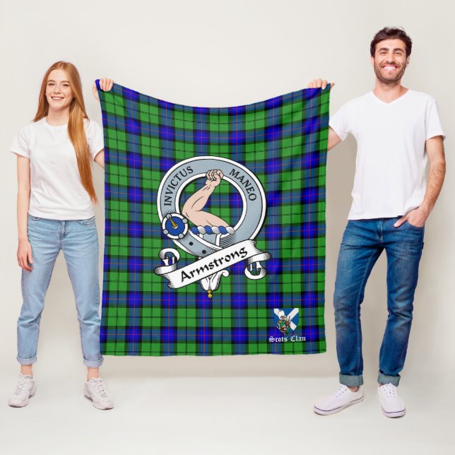 Armstrong Clan Badge Scot Tartan Plaid Fleece Blanket (In Situ)