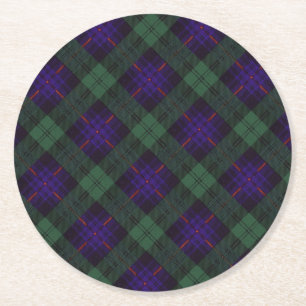 Armstrong clan Plaid Scottish tartan Round Paper Coaster