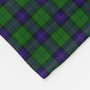 Armstrong clan tartan blue green plaid fleece blanket