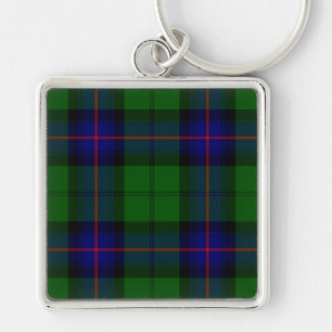 Armstrong clan tartan blue green plaid key ring