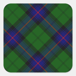 Armstrong clan tartan blue green plaid square sticker
