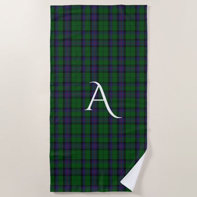 Armstrong Clan Tartan Plaid Monogram Beach Towel (Front)