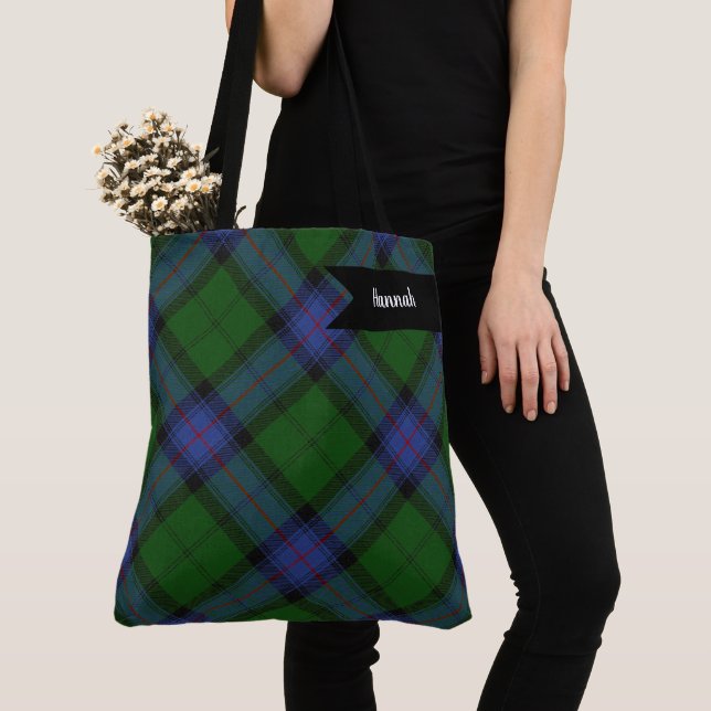 Armstrong Clan Tartan Scottish Plaid Pattern Tote Bag (Close Up)