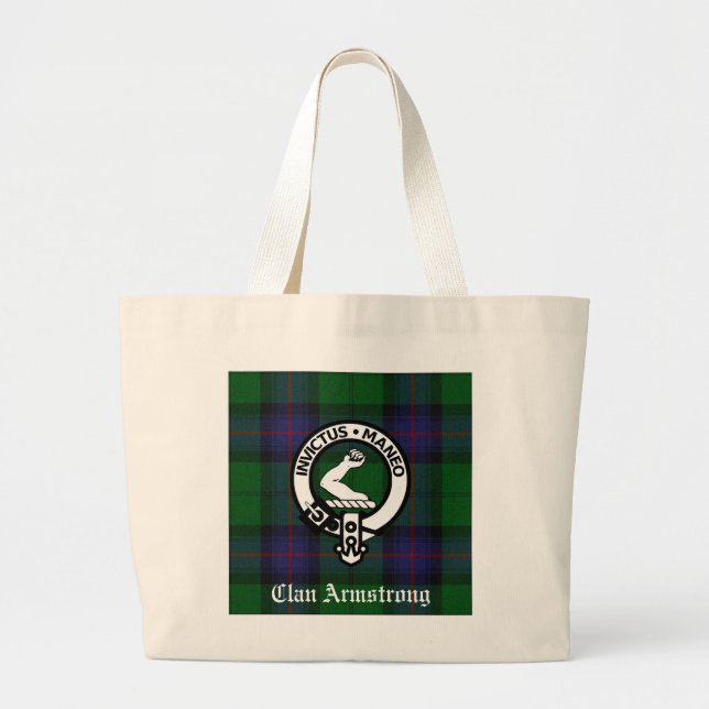 Armstrong Family Crest & Tartan Tote Bag (Front)