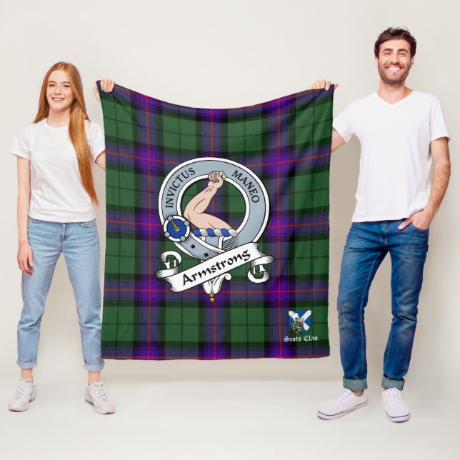Armstrong Modern Clan Badge Scot Tartan Plaid Fleece Blanket (In Situ)