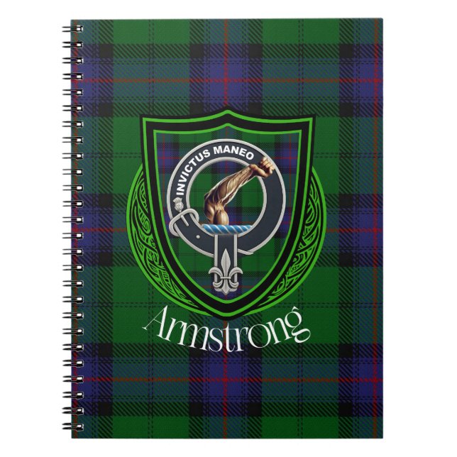 Armstrong Scottish Clan Tartan and Crest Notebook (Front)