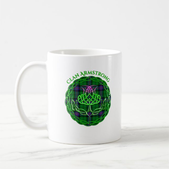 Armstrong Scottish Tartan Celtic Thistle Coffee Mug (Left)