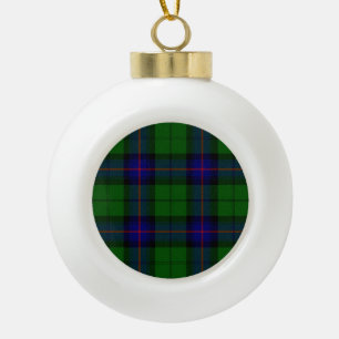 Armstrong tartan blue and green plaid ceramic ball christmas ornament