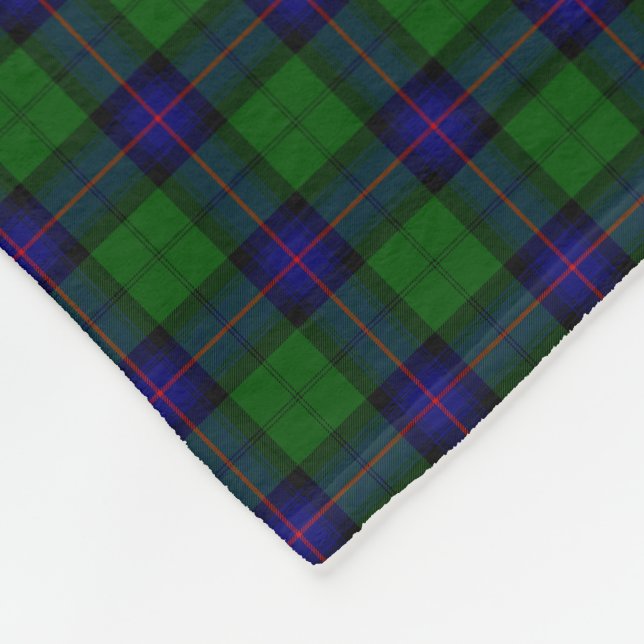 Armstrong tartan blue and green plaid fleece blanket (Corner)