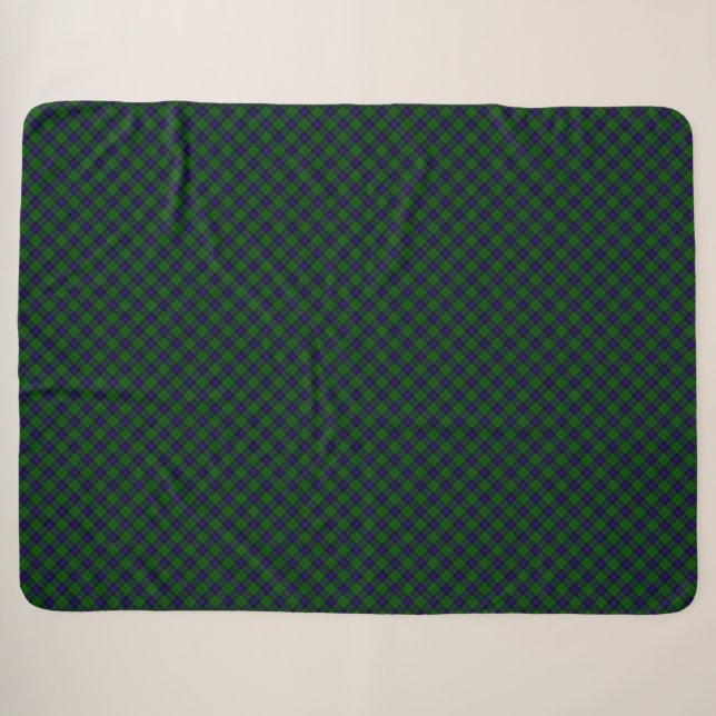 Armstrong tartan blue and green plaid sherpa blanket (Front (Horizontal))