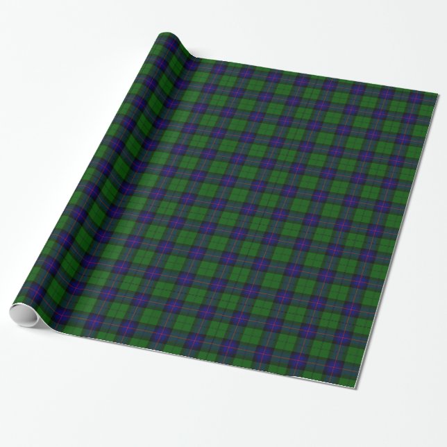 Armstrong tartan blue and green plaid wrapping paper (Unrolled)
