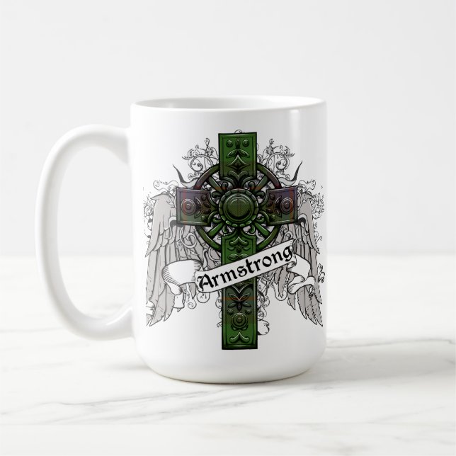 Armstrong,tartan,cross,clan,family,celtic,plaid,Sc Coffee Mug (Left)