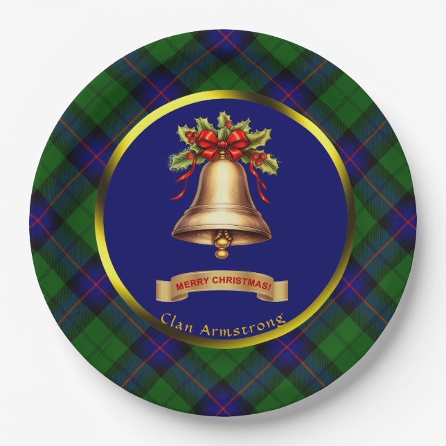 Armstrong Tartan Personalised Christmas Paper Plate (Front)