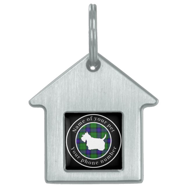 Armstrong Tartan Scottie Dog Personalised Pet ID Tag (Front)