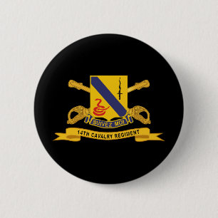 Army  - 14th Cavalry Regiment w Br - Ribbon 6 Cm Round Badge