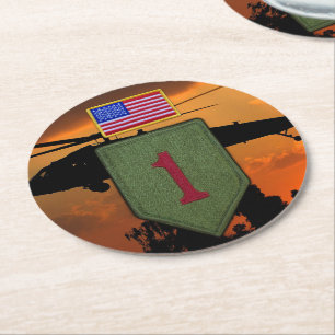 Army 1st ID infantry big red 1 veterans vets Round Paper Coaster