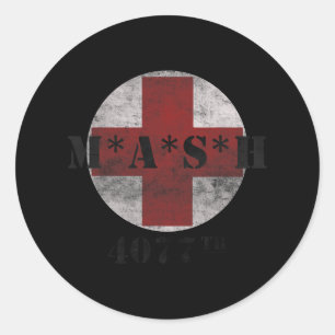 Army 4077th In Red Cross Military Vintage  Classic Round Sticker