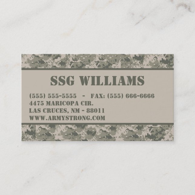 ARMY ACU Camoflauge Digital Camo Business Card (Front)