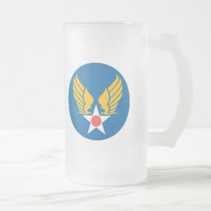 Army Air Corps Shield Frosted Glass Beer Mug